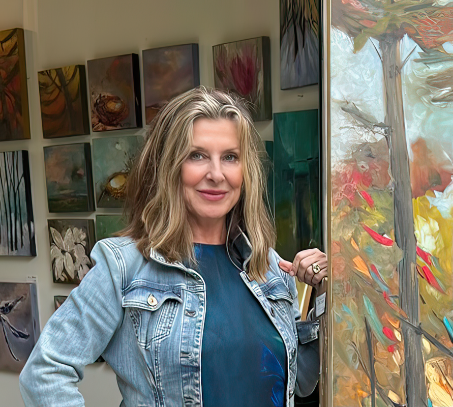 Canadian artist Erin Thibault working in oil on canvas